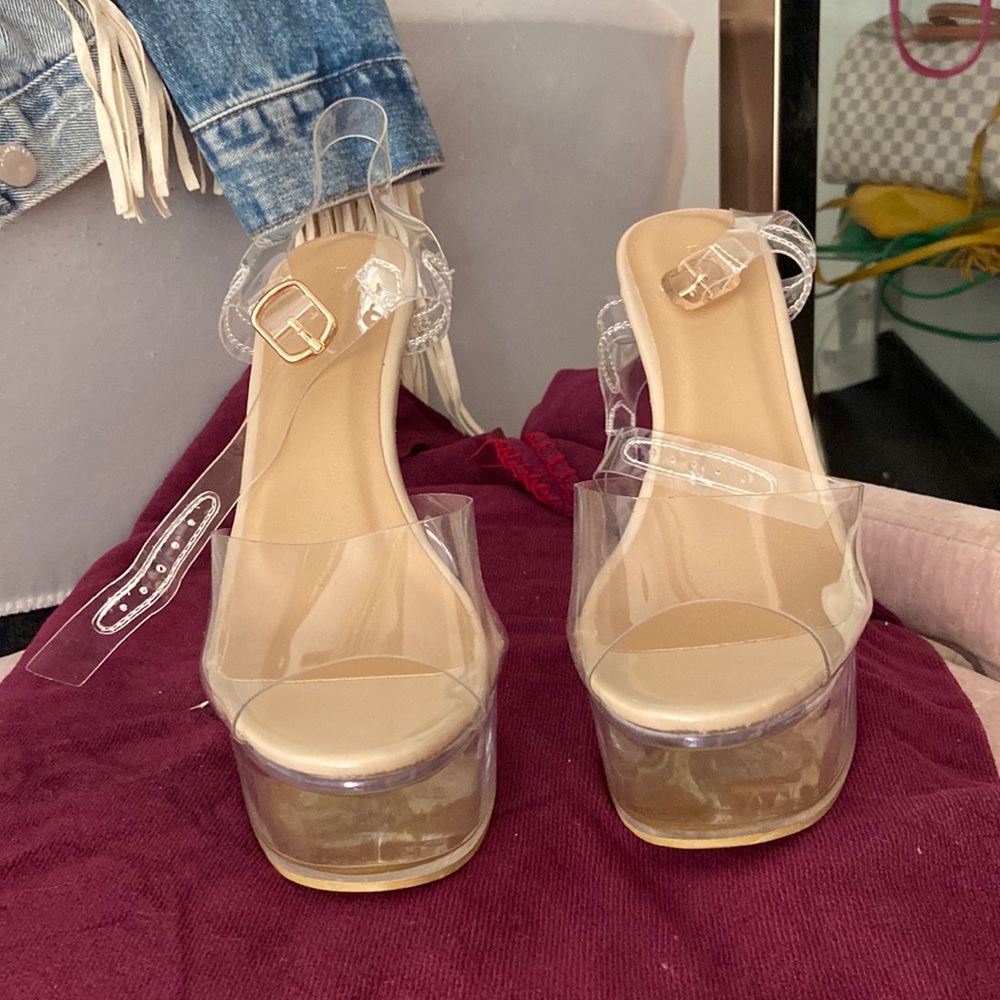 Pretty little thing clear platform heels